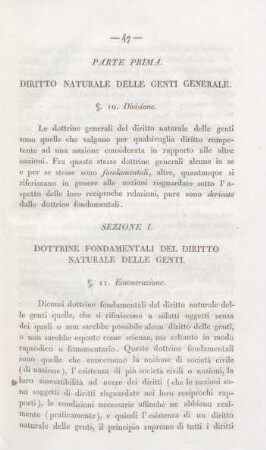 Parte Prima. Diritto naturale delle genti generale