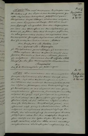 Dispensierung der Professoren Pott und Langenbeck von ihren Pflichten in der Universitätsgerichtsdeputation und Aufnahme der Professoren Gieseler und Stromeyer.