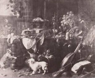 Großes Stilleben mit Hund und Katze