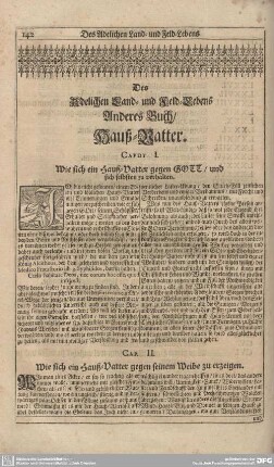 Deß Adelichen Land- und Feld-Lebens Anderes Buch/ Haus-Vatter.