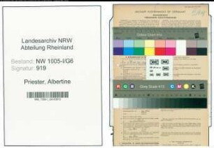 Entnazifizierung Albertine Priester , geb. 19.06.1895 (Lehrerin)