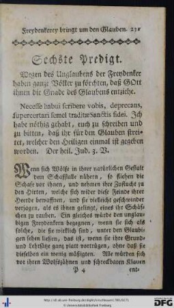 Sechste Predigt.