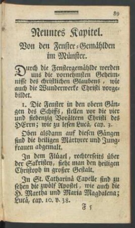 Neuntes Kapitel. Von den Fenster-Gemählden im Münster