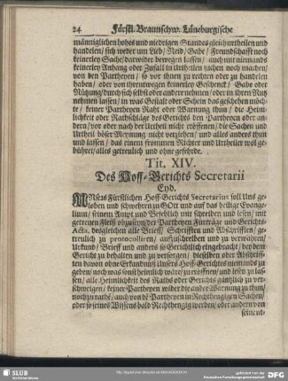 Tit. XIV. Des Hoff-Gerichts Secretarii Eyd