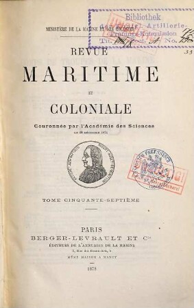 Revue maritime et coloniale. 57. 1878