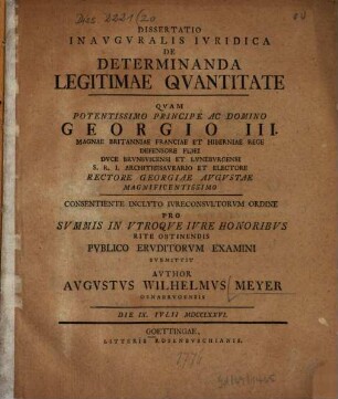 Diss. inaug. iur. de determinanda legitimae quantitate