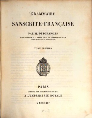 Grammaire sanscrite-française, 1