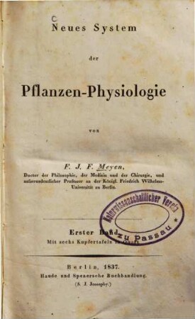 Neues System der Pflanzen-Physiologie. 1 : Mit 6 Kupfertafeln