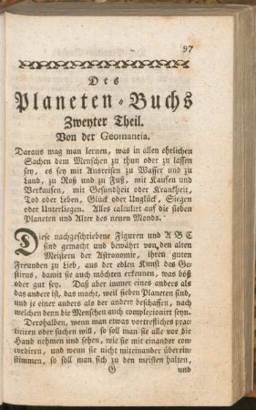 Zweyter Theil. Von den Geomantia