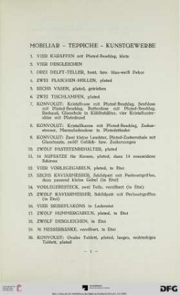 Mobiliar – Teppiche – Kunstgewerbe (Nr. 1-199)