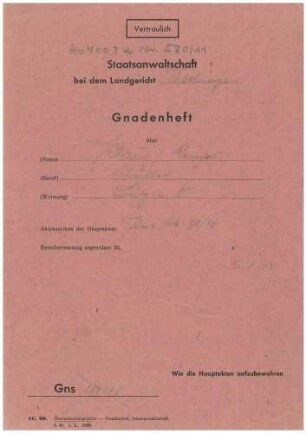 Wagner, Georg, Oberpostinspektor, Sulz: Gnadenheft Reinhold Klaus Gns 134/48