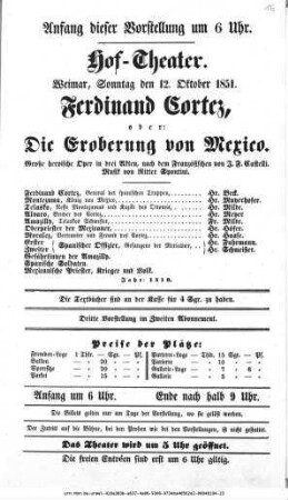 Ferdinand Cortez, oder: Die Eroberung von Mexico