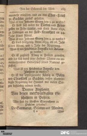 Dritter Abschnitt. Von denen merkwürdigsten Geschichten in Pohlen