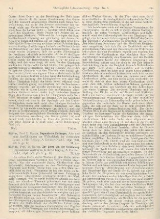 243-249 [Rezension] Kähler, Martin, Dogmatische Zeitfragen. Alte und neue Ausführungen zur Wissenschaft der christlichen Lehre. 1. Heft