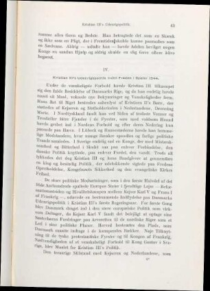 IV. Kristian III's Udenrigspolitik indtil Freden i Speier 1544.