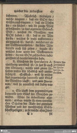 Fernere Ungereimtheit der speculativen Atheisten