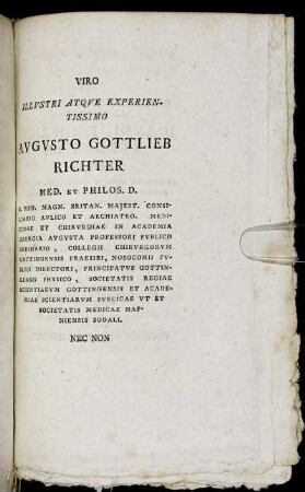 Viro illvstri atqve experientissimo Avgvsto Gottlieb Richter