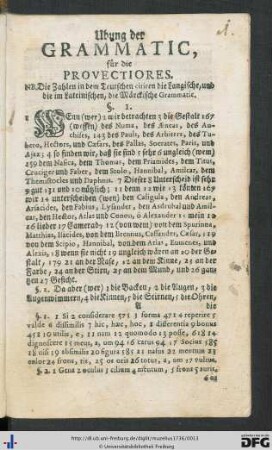 Übung der Grammatic für die Provectiores.