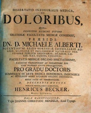 Diss. inaug. med. de doloribus