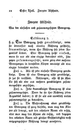 Zweyter Abschnitt. Von der einfachen und zusammengesetzten Bewegung