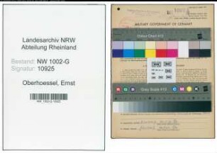 Entnazifizierung Ernst Oberhoessel, geb. 09.06.1905 (Gastwirt)