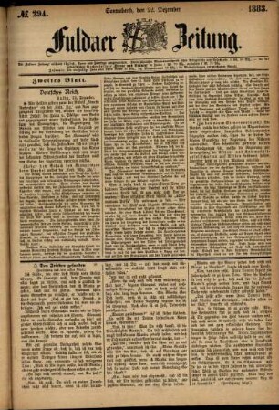 Ausgabe vom Samstag, den 22. Dezember 1883.