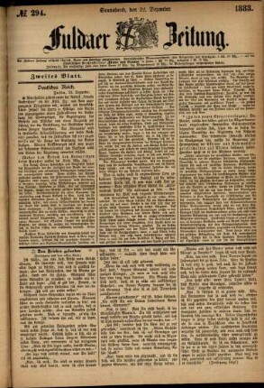 Ausgabe vom Samstag, den 22. Dezember 1883.