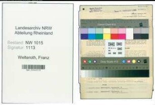 Entnazifizierung Franz Welteroth , geb. 08.02.1898 (Kaufmaennischer Angestellter)