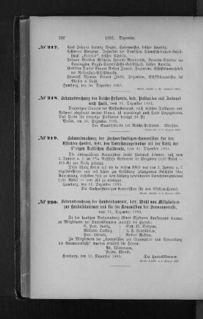 Nr. 220 Bekanntmachung der Handelskammer, betr. Wahl von Mitgliedern zur Handelskammer und für die Kommission der Seemanskasse