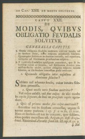 Caput XXII. De Modis, Quibus Obligatio Feudalis Solvitur