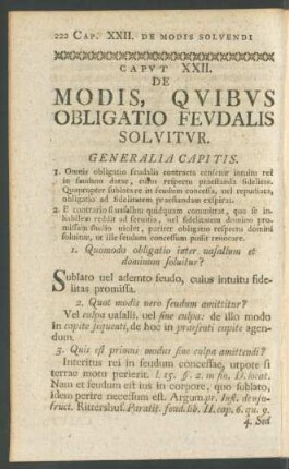 Caput XXII. De Modis, Quibus Obligatio Feudalis Solvitur