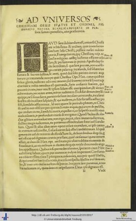 Ad Universos Christiani Orbis Status Et Ordines Fridericus Nausea Blancicampianus