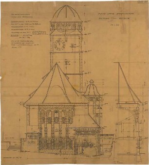 Fischer, Theodor; Stuttgart; Erlöserkirche - Ostseite (Ansicht)