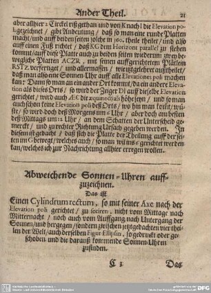 Abweichende Sonnen-Uhren auffzuzeichnen. Das ist ... Das III. Cap.