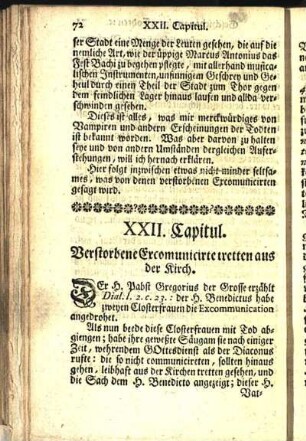 XXII. Capitul. Verstorbene Excomunicirte tretten aus der Kirch.