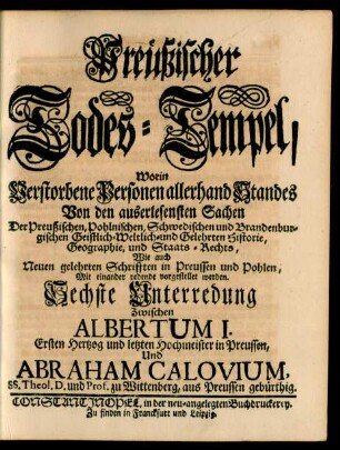 Preüßischer Todes-Tempel. Sechste Unterredung