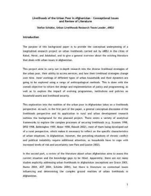 Livelihoods of the urban poor in Afghanistan : conceptional issues and review of literature