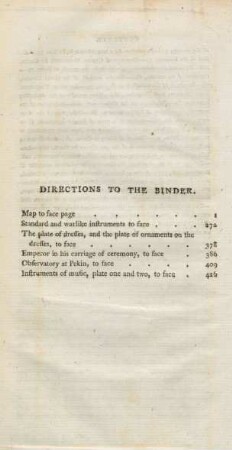 Directions to the binder