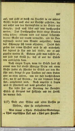 117. Gold oder Silber aus alten Tressen zu scheiden, ohne sie auszubrennen