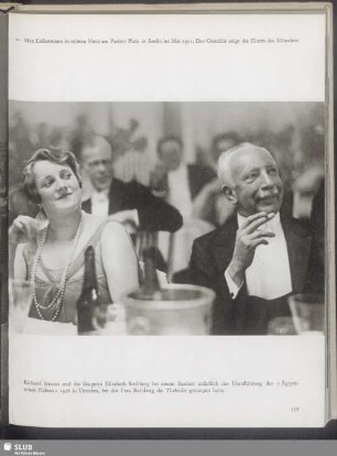 Richard Strauss und die Sängerin Elisabeth Rethberg bei einem Bankett anlässlich der Uraufführung der "Ägyptischen Helena" 1928 in Dresden