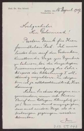 Schreiben an Hermann Muthesius (Brief)