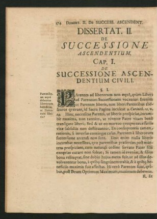 Dissertat. II. De Successione Ascendentium.