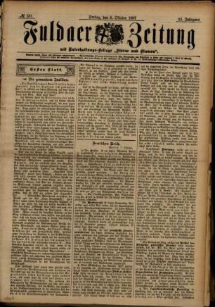 Erste Ausgabe vom Freitag, den 08. Oktober 1897.