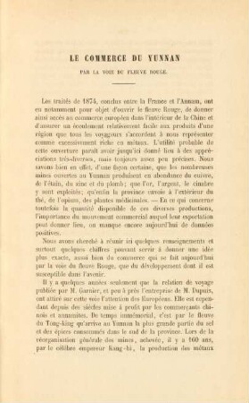 Le commerce du Yunnan par la voie du fleuve rouge