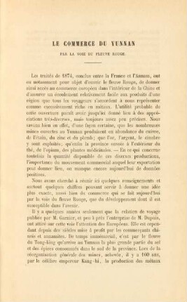 Le commerce du Yunnan par la voie du fleuve rouge