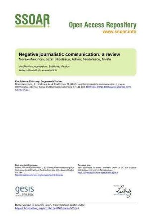 Negative journalistic communication: a review