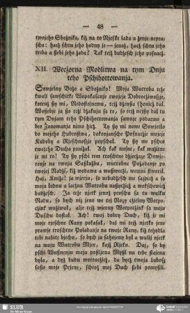XII. Wecżorna Modlitwa na tym Dnju teho Pschihottowanja