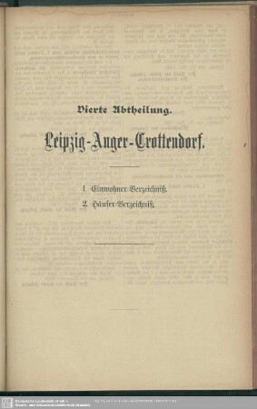Vierte Abtheilung. Leipzig- Anger-Crottendorf