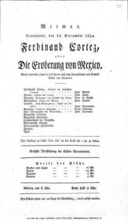 Ferdinand Cortez, oder: Die Eroberung von Mexico