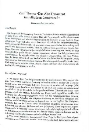 29-39 Zum Thema "Das Alte Testament im religiösen Lernprozeß"